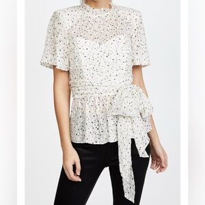 Rebecca Taylor / Stunning Scattered Star Wrap Top / / Ivory / Silk